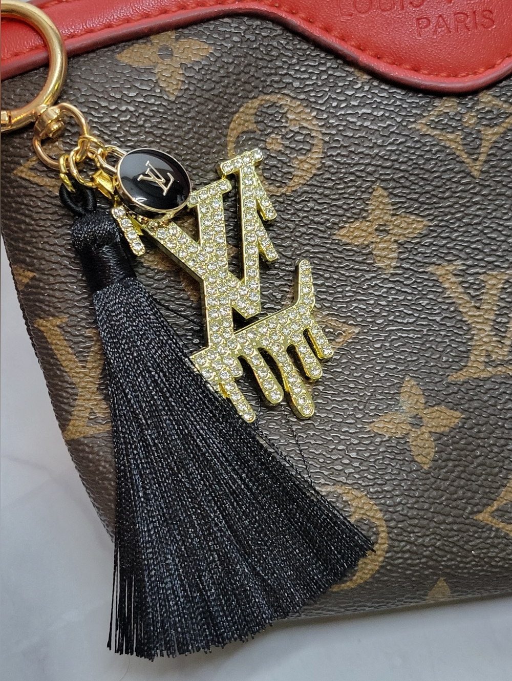 LV Large Crystal, Tassle Keychain